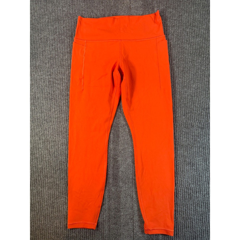 Athleta Transcend Stash Tight Leggings Orange High Rise Yoga Pants Large